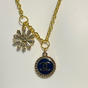 Gold and Blue Pendant Necklace